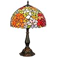 DALUXE Design Table Lamp Red Rose And Yellow Desk Lamp Tiffany Style Stained Glass Lamp 12 Inch Night Mediterranean Bedroom