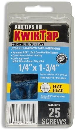(66725) 3/16 x 2-1/4 PFH 25pk Concrete Screws by KwikTap