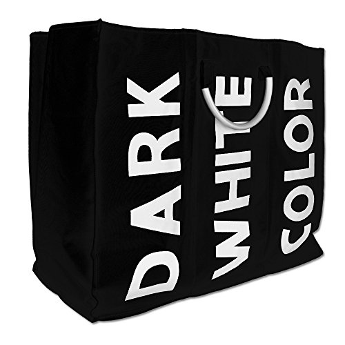 Wäschesammler 3-fach – Wäschekorb – Wäschesack – Wäsche – mit Farbauswahl (schwarz) - 2