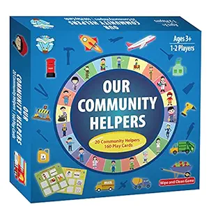 Tiddler Our Community Helpers Game| 20 Occupations with 160 play cards | Wipe and Clean | Memory & Board Game I Gifts for Boys and Girls | Educational Game for 3, 4, 5 years old years & Learning Toy | Gender Neutral, Vocabulary buildup Game for Kids | Perfect for Ages 3 and above years