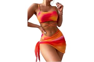 BSLVWG Mujeres Vestido de Bikini de 3 Piezas Halter Bikini Top Sexy Bikinis Triangular Parte Inferior bañador de Playa bañador