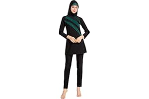 Saibit Women 3 Pieces Muslim Swimwear Modest Swimsuit Full Coverage with Islamic Hijab Burkini Costume Beachwear Muslim Swimming Suit S-6XL
