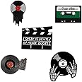 5pcs Record Phonograph Enamel Pin Retro Music Theme Lapel Pin Rock Brooches Magnetic Tape Badge Pins for Clothing Bags Jackets Accessory, Zinc, no gemstone