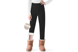 Domueay Ragazze Leggins Termici con Fodera in Pile, Morbidi Cotone Leggings Bambina Invernali Legging Felpati Vita Alta Caldi Collant Tinta Unita Elastici Lunghi Pantaloni 6-14 Anni