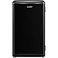 COMFEE' RCD93BL2UKRT(E) Under Counter Fridge, 93L Retro Freestanding Fridge with Chiller Box, Adjustable Thermostats, LED light, Black