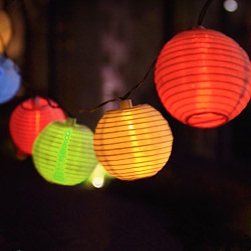 Solar String Lights Lanterns,15.8 ft 20 LED Waterproof String Lights Solar Powered Outdoor Garden Lights Fairy Light Lantern Ball Christmas Globle Lights with Fabric Lantern Ball for Party,Yard,Home (Multicolor, 30 LED)