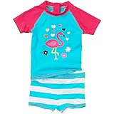 H2O Flamingo Hearts Sunsafe UPF40+ Girls and Babies Two Piece Top and Shorts Set