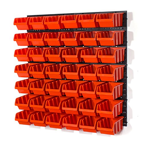 46 teiliges Wandregal Lagerregal Werkzeugwand Stapelboxen Wandplatten orange POP Serie Gr.3 Werkstatt Lager
