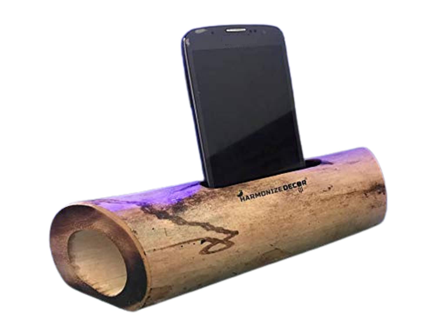 HARMONIZE DECOR ® Unique Ecofriendly Gift VENUSHRUTI Natural Resonance Technology Bamboo Mobile Amplifier Speaker Stand with Carry Gift Box- Natural Rustic