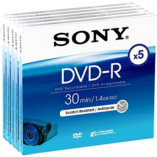 Sony DVD-R 1.4GB, 8cm 30min, Pack 4 +1, Handycam Mini dvd, dvdr, 1,4 GB, 30 min