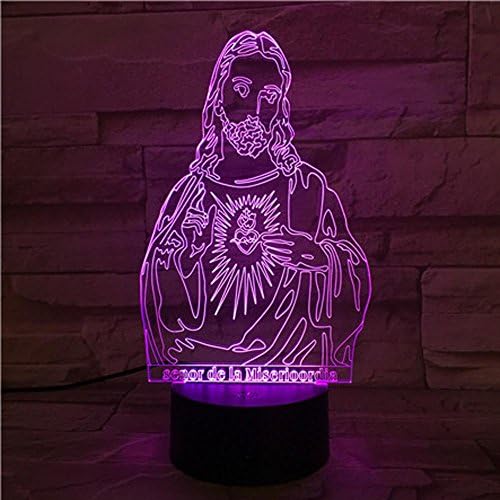 Lozse 3D Illusion lamp Christian Jesus small Night Light remote control 7 color color stereo Vision Lamp