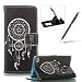 Produktbild Huawei P8 Handyhülle Brieftasche Lederhülle Case,Bookstyle Magnet PU Leder Standfunktion Kompletter Schutz Kartenfach Wallet Cover für Huawei P8,Herzzer Mode Gute Qualität [Weiß Traumfänger Muster] Schutztasche Schutzhülle Handyschale Hülle Flip Case Cover für Huawei P8 + 1 x Frei Schwarz Handy Halterung Ständer + 1 x Frei Schwarz Touch Pen Stift Stylus