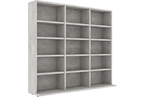 vidaXL Estantería para CD contrachapada Gris hormigón 100x23x89,5 cm