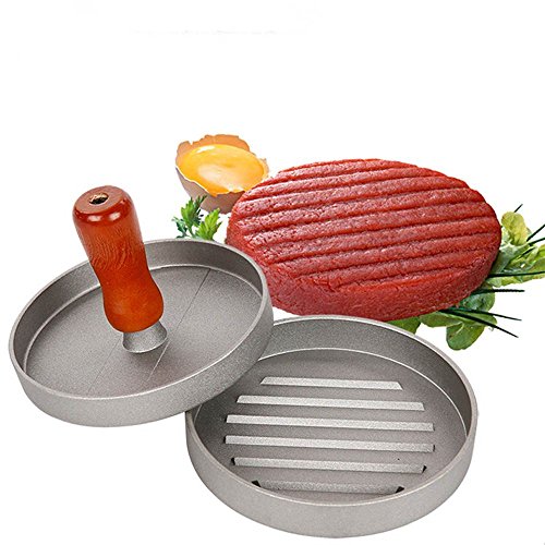 Eurosan H1 Hamburger-Presse für Burger Patties, inklusiv 100 Wachstrennscheiben, Durchmesser 11,5 cm, Aluminium, grau, 13.5 x 13.5 x 10 cm - 4