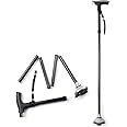 Jazooli Adjustable Folding Walking Stick Pole Cane with LED Light, Walking Aid, Lightweight, Collapsible, Fashionable, Foldable, Travel, Holiday, Stick, Easy Fold up - for Men, Women, Elder