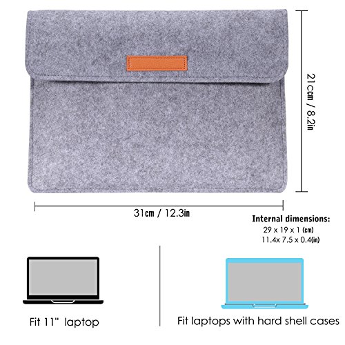 MoKo 10-11 Zoll Tablet Filz Sleeve Hülle – Ultrabook Laptoptasche Notebooktasche Laptop Schutzhülle Tasche mit Karten-Slot / Kleine Filz Bag für Acer One 10.1″ / ThinkPad 10 10.1″ / Surface 3 10.8″, Hellgrau - 3