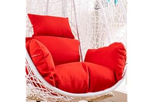 MONDEX Hanging Egg Chair Cushions Cover Hanging Basket Chair Seat Cushion Replacement Cover, Outdoor Swing Waterproof Cushions Cover,Wrinkle, Fade, Stain Resistant,Red