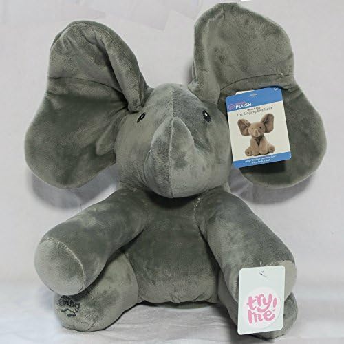 Peek A Boo Elephant Flaps its Ears while Playing Peek a Boo and Sings 'Do Your Ears Hang Low' To Delight Baby. It’s made of super soft material and is a great buddy for kids of all ages. (Gray)