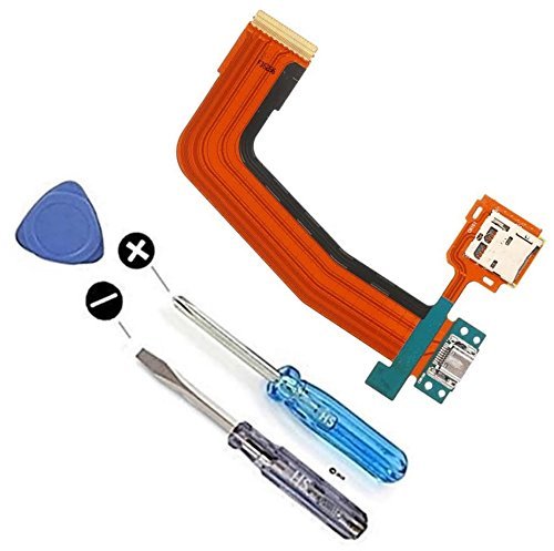 Dock Connector Ladebuchse Lade Port Mikro USB und SD Karten Halter für Samsung Galaxy Tab S 10.5 inch SM-T800 T801 T805 T807 inkl Flexkabel Mikrofon und Home Button Anschluss vorinstalliert inkl. 2 x Schraubenzieher und Plectrum für einfachen Einbau MMOBIEL