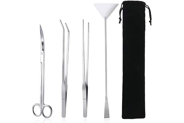 Aquarium Aquascaping Kit 4 en 1 INOX Aquarium Tank Plante Aquatique Acier Inoxydable Outils Ensembles Pinces Ciseaux Spatule