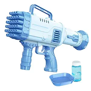 Rocket Bubble Gun, Gatlin Bubble Machine with 25-Hole, Rocket Launcher Bubble Machine Gift for Adults Children Playing and Indoor Outdoor Party Wedding Social Outing