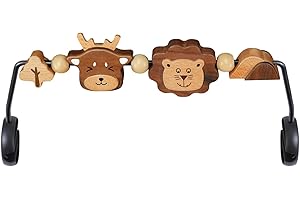 iGRATENS Dreidimensionale Spielzeugstange für Babywippen, Spielzeug für Babywippen Soft & Bliss, einfach anzubringen und zu entfernen, Spielzeug aus Naturholz, Design für Babys, Löwe & Hirsch
