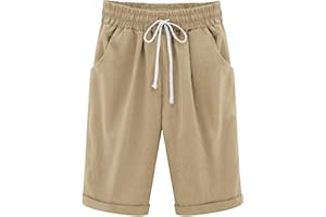 Rayson Short Bermuda Femme d'Été Léger Pantalon Court en Polyester avec Poches et Cordon Élastique Décontracté Femme Short de Jogging Vacance