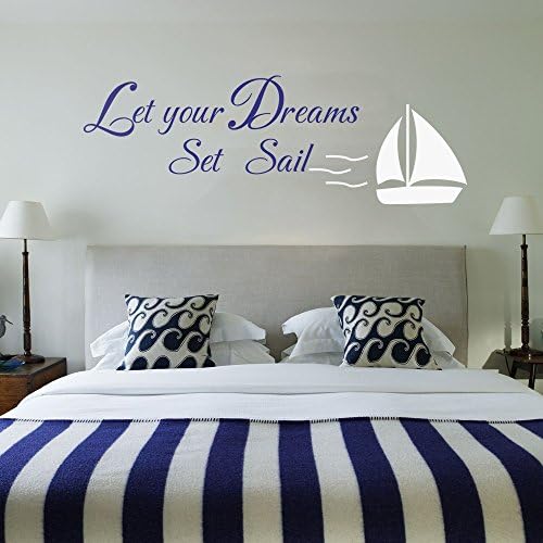 LoiiKien Let Your Dreams Set Sail - Vinyl Wall Decal in Nautical Theme with Inspirational Saying - 9941