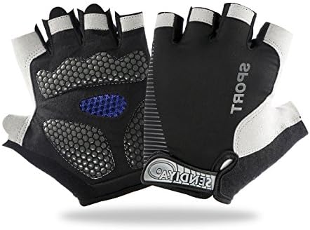 EVILTO Half Finger Cycling Gloves Fingerless Sports Gloves with GEL Foam Paded for Biking Sports, Anti-slip Gloves for Bicycle Racing Men/Women/Male/Female (M, Black)