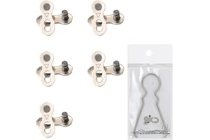 Lahviuu Bicycle Missing Link, 5 Pairs Mountain & Road Bike Chain Reusable Silver Steel Single Speed Chain Split Quick Release Links, 6/7/8 Speed, With Removal Tool