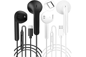 ZJXD 2 Pack USB C Headphones Wired Earphones USB C Earphones Type C Headphones In Ear Earbuds Wired with Mic &Volume Control for iPhone 15 Plus Samsung Galaxy S23 S22 S21 FE iPad Pro Huawei Google Pixel