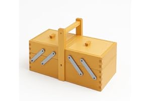 Abio Nähkasten 24x15x15cm Walnuss 2 Ebenen Holz mit Beinen Nähkorb Vintage Nähset Groß Leer ohne Inhalt Nähzubehör Modern 208001.WALNUT