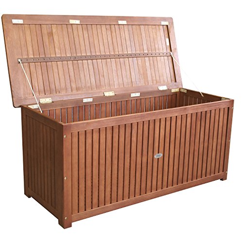 Wohaga® Gartenbox 133x58x55cm inkl. Innenplane Auflagenbox Kissenbox Gartentruhe Holztruhe Hartholz Akazie Auflagentruhe Sitztruhe - 2