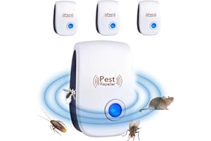 AIMAKE Repelente Ultrasónico de Plagas, 4 Pack Electrónico Repelente Mosquitos Insectos Control de Plagas, para Interiores Anti Ratones,Cucarachas, Moscas,Mosquitos, Arañas