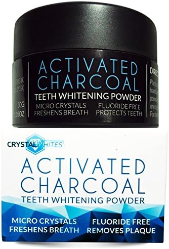 ACTIVATED CHARCOAL - 100% Organic Natural Teeth Whitening Powder by Crystal Whites ® Advanced Whitening - No Messy Trays Or Teeth Whitening Kit Gels - Simple &amp; Easy to use | Fully UK &amp; EU Certified Safe &amp; Effective