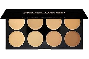 Makeup Revolution Ultra Cover & Concealer Palette, Ultimate Coverage, Light, 8 Shades, 10g