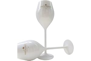 CTP Moët & Chandon Bicchieri flûte - Bicchiere di champagne in plastica, 130 ml, con incisione, per festa di nozze e rosa, 4 pezzi ，Bianco