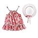 Produktbild Allegorly Baby Mädchen Sommerkleider 2 Stück Set Kind Ärmellose Schlinge Prinzessin Kleid Tupfendruck Süß Fliege Mehrfarbig Rock Mit Strohhut Weich Atmungsaktiv Baumwolle Freizeit Kleidungssatz