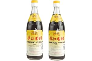 Heng Shun - Lot de 2 bouteilles de vinaigre noir Chinkiang Vinegar dans une bouteille en verre de 550 ml – Vinaigre de riz chinois traditionnel (noir) idéal pour les sauces et les assaisonnements