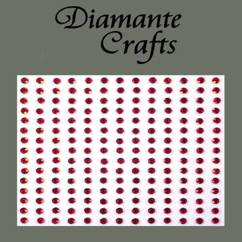 195 x 3mm Red Diamante Self Adhesive Rhinestone Body Vajazzle Gems - created exclusively for Diamante Crafts