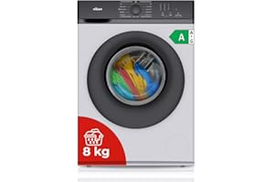 Nilson Lavadora 8Kg Carga Frontal Blanco NL8200AI. 1600W, 1200rpm, Motor Inverter, 11 Programas, Función Stop&Go, Tambor Diamante, Clase de Eficiencia Energética A