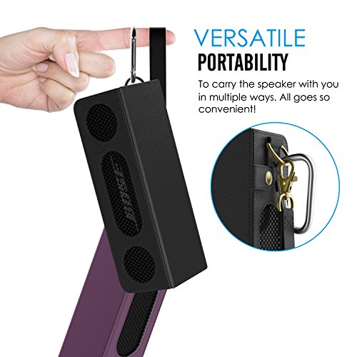 MoKo Bose SoundLink Mini / Mini II Bluetooth Lautsprecher Hülle Abdeckung, Premium PU Leder Schutzhülle Case mit Handschlaufe/Karabiner für Bose SoundLink Mini 1/2 Bluetooth Wireless Speaker, Schwarz - 7