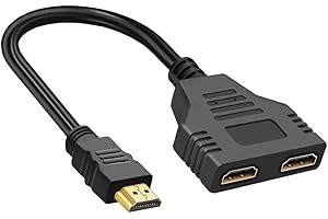 SOOIIYU Cable Adaptador HDMI Splitter 1 en 2 Salida, 1080P HDMI 1 a 2 vías, para Monitores Duales Duplicados/Espejo, Compatible con Dos Televisores al Mismo Tiempo, para HD, LCD, TV