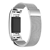 Für Fitbit Charge 2 Watch Strap Clode® Milanaise Edelstahl Armbanduhren Watch Band + HD Film für Fitbit Charge 2 (Silber)