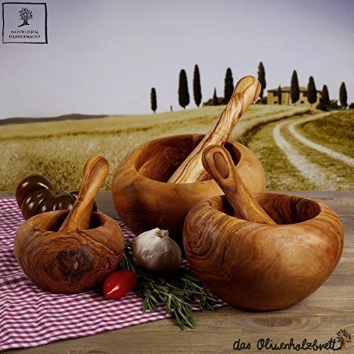 Mörser und Stößel rund ca.16cm aus Olivenholz