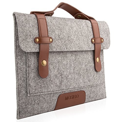 MOSISO Filz Sleeve Hülle Tasche mit Schulterriemen für 13-13.3 Zoll MacBook Air / MacBook Pro / Ultrabook, Grau - 2