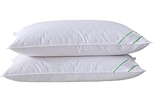 SUFUEE Luxury Goose Feather and Down Pillow Pair with 100% Cotton Cover (Standard(50% Down))