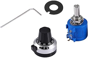 TKSE potentiometer 10k, Ohm 3590s-2-103l Präzisions Drahtpotentiometer Topf 10 Umdrehungen + Knopf für Schweißmaschinen Drahtschneidemaschinen