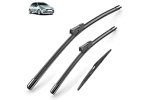 AUTOZONEA Set tergicristallo anteriore e posteriore per Peugeot 208 2012-2018 2015 2016 2017 spazzola tergicristallo rivestita 26"+16"+14"(Left hand drive)