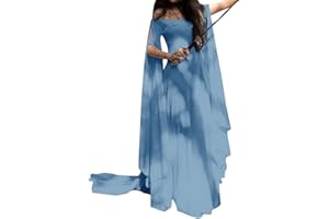 ANYUA Vestito Halloween Donna Vintage Rinascimentale Medievale Abito Girocollo Manica Lunga